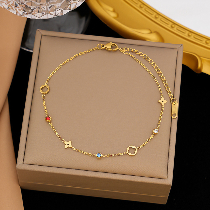 クロスボーダー東莞チタン鋼ジュエリー色褪せない新しい日本と韓国のアクセサリーブレスレット女性用 18K ゴールドファッションライト高級ハイエンド|undefined