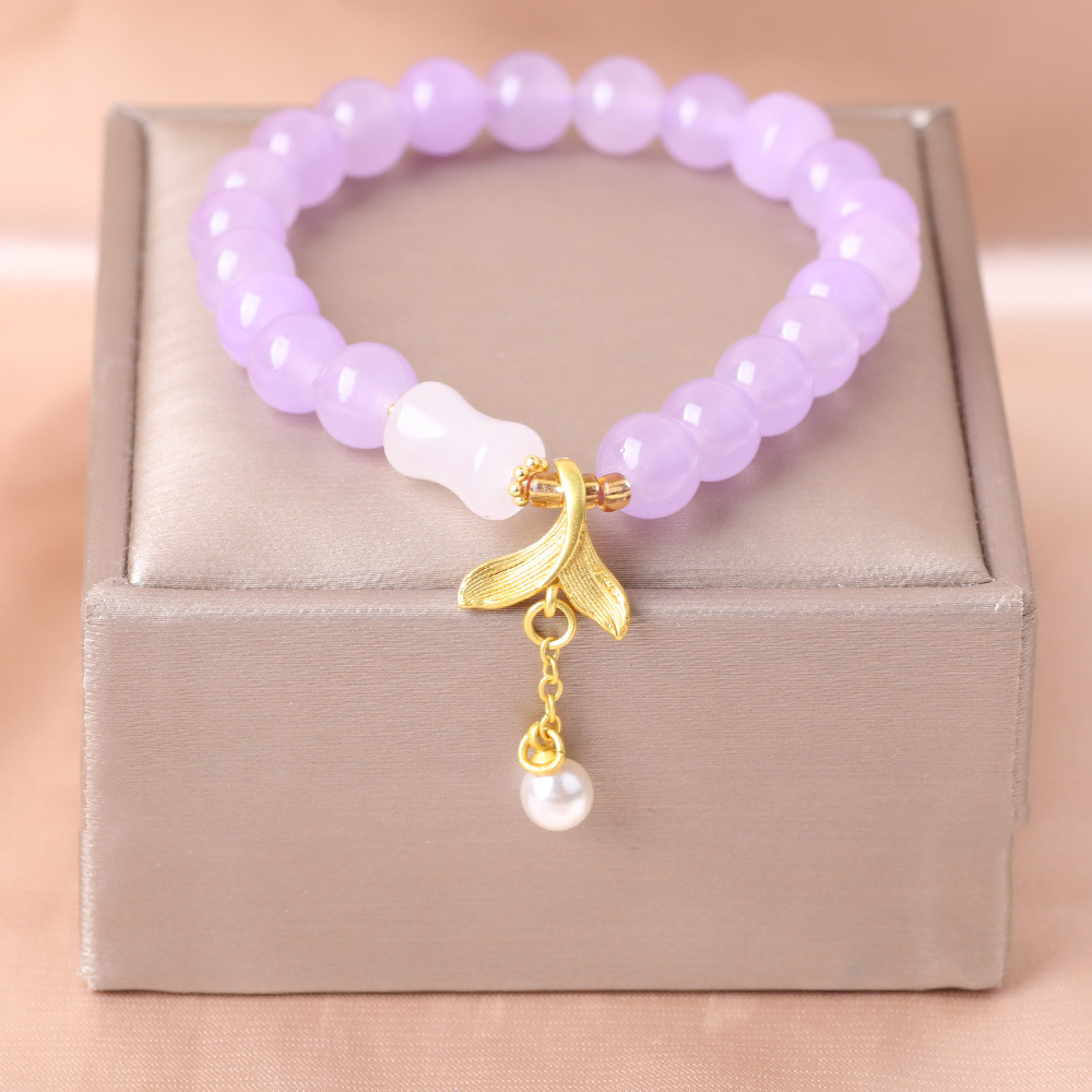 Brazalete de cuentas de ágata rojo para mujeres lujoso ligero delicado de alta sensación joyería de mano de verano colgante de mano