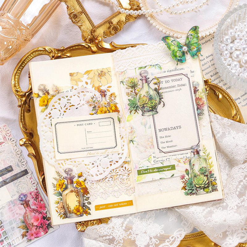 Botella en el mundo de pegatinas paquetes de pegatinas transparentes impermeables pegatinas creativas DIY pegatinas para niños pegatinas de material de cuentas