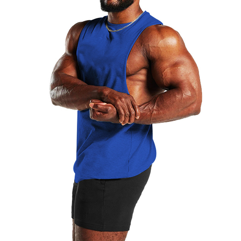 2024 Sommer Neues Fitness-Tanktop für Herren, einfarbig, sportlich, lässig, lockere Schulter-T-Shirt_voghion.com
