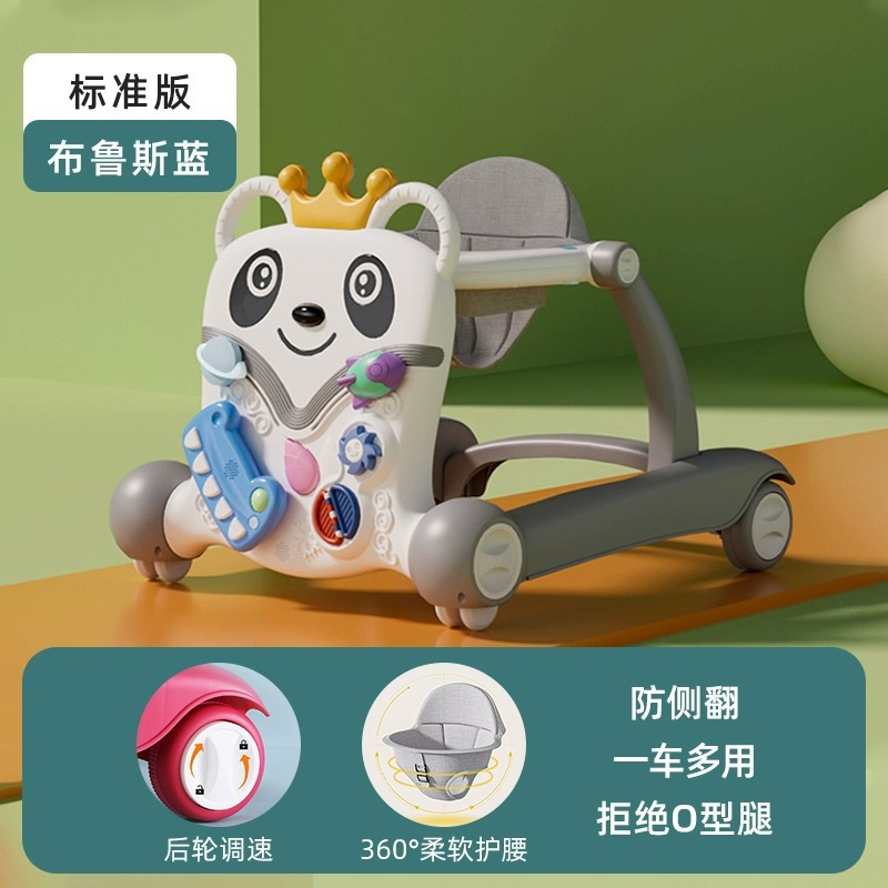 Walker todo en uno plegable empuje manual andador multifuncional para bebés anticaída