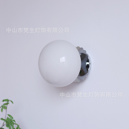 Medieval Minimalist Round Glass Bedside Lamp, Chaji Style Background Wall Commercial Entrance Corridor Passage Decor Wall Lamp