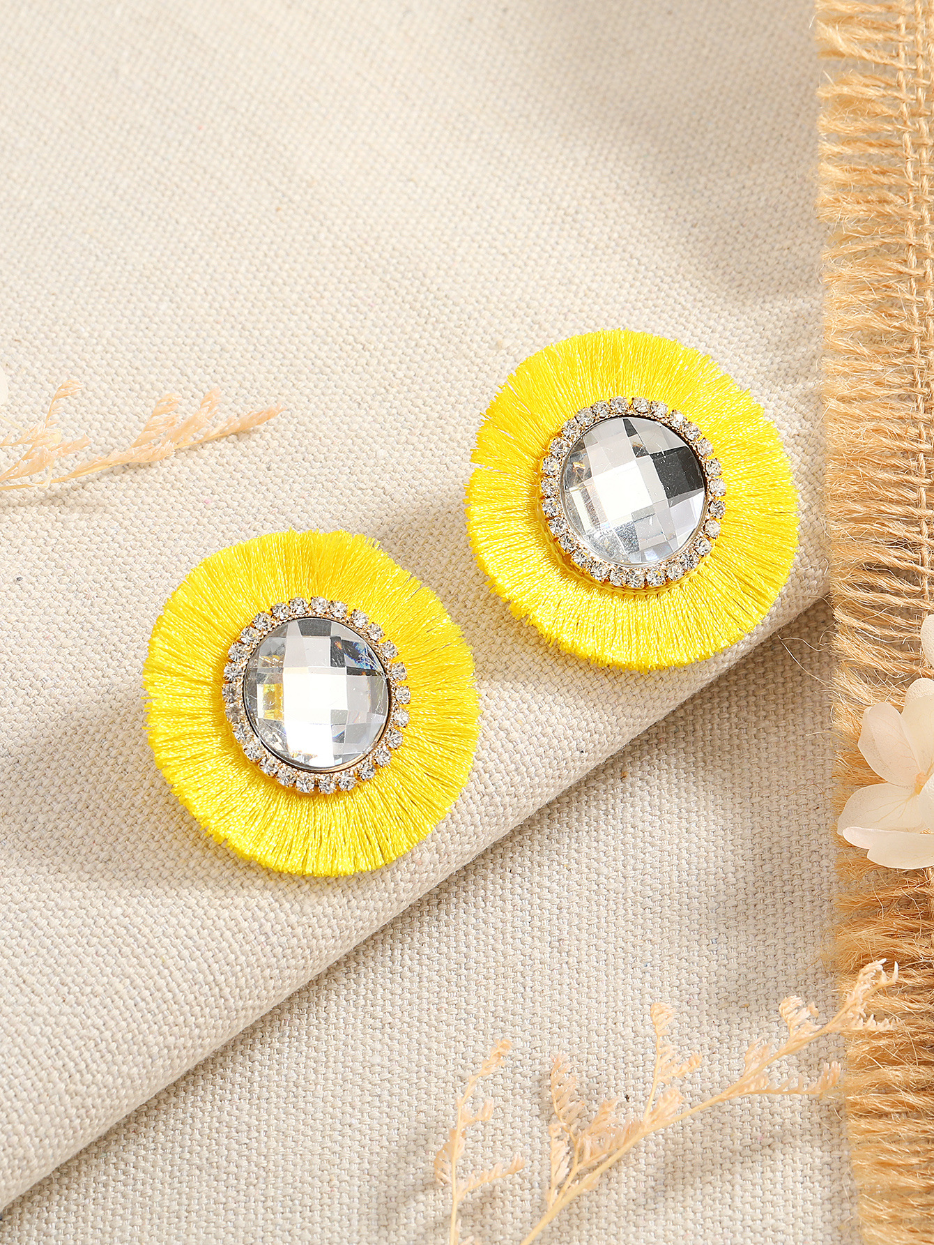 1 Pair Quantity Fashion Round Alloy Tassel Inlay Zircon Women's Ear Studs 1 Pair