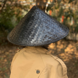 Black bamboo hat dance performance props ancient style men and women chivalrous hat double-sided coir hat
