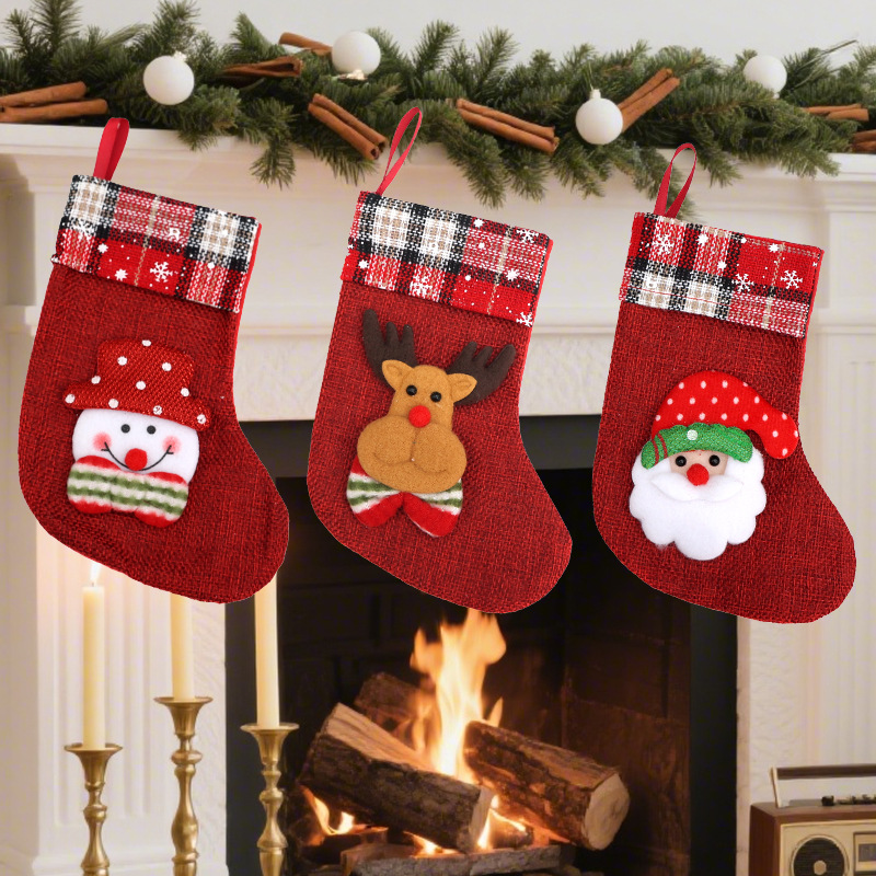 Cross-border new Christmas socks children's candy gift bag Christmas decorations shopping mall window pendant gift bag