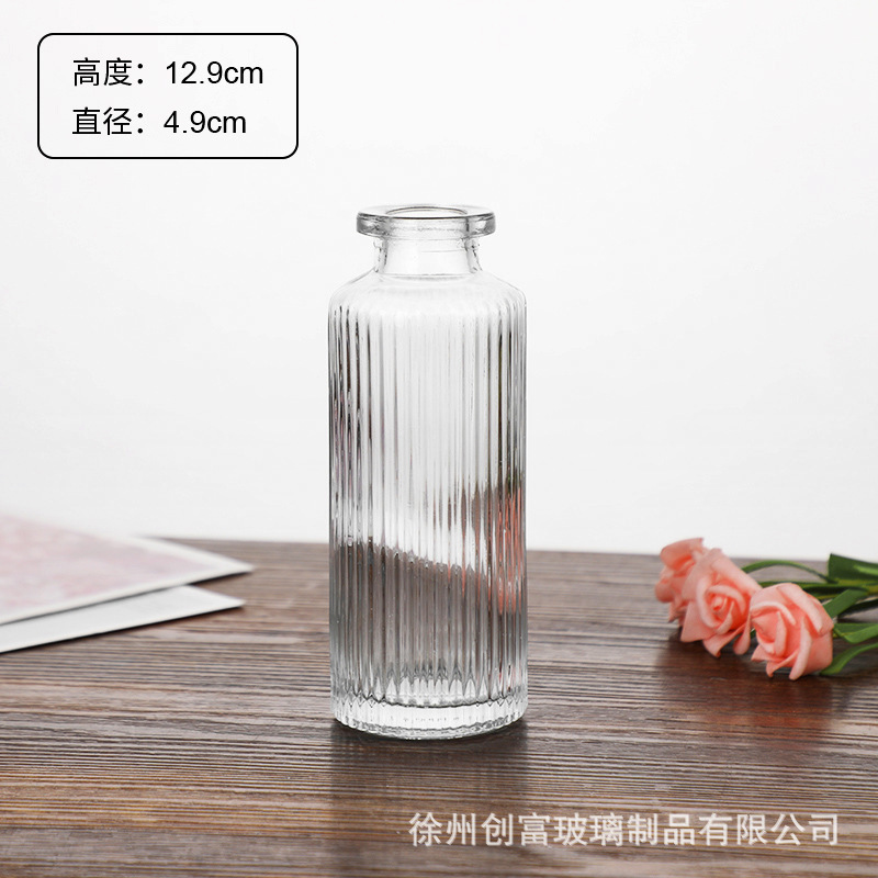 Luz de lujo simple retro mini jarrón de vidrio en vidrio de viento pequeño jarrón de flores flores flores secas flores decoración de oficina