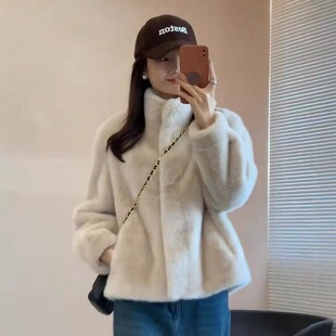 Factory wholesale imitation mink fur coat winter new stand collar thickened eco-friendly fur short coat women