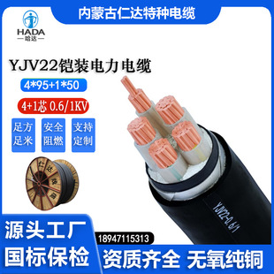 線纜 仁達 YJV22 4*95+1*50 電纜 1米 非屏蔽 常規pvc 電力電纜