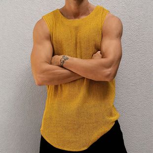 Cross-border Men's Amazon Summer Thin Knitted Vest Men's Casual Solid Color New Sweater SY0098