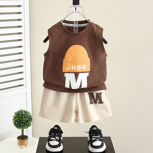 3806 Children's Suit Boys Summer Vest  New Fashionable Baby Summer Sleeveless Cool Handsome Boy Summer Style