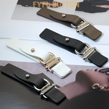 服装辅料对扣箱包扣装饰皮袢加工现货PU皮扣衣服黑色钮扣