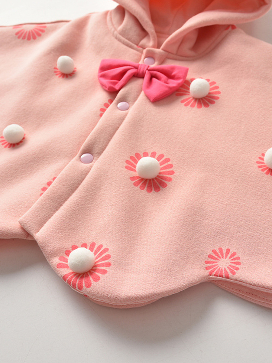 Baby Cloak Girls Cape Style Autumn and Winter Clothing Kidsren's Shawl Style Hooded Outing Windproof Baby Quilt Print