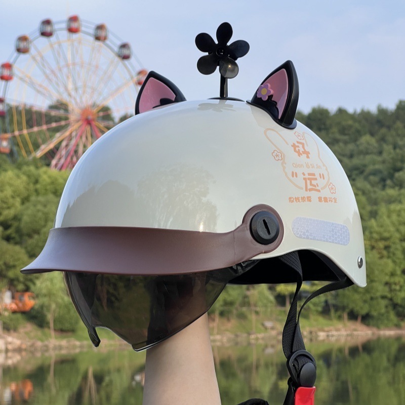 3C つば付きヘルメット電気自動車男性と女性のための美しい日焼け止め四季インターネット有名人バッテリー車ハーフヘルメット夏の日焼け止め安全ヘルメット|undefined