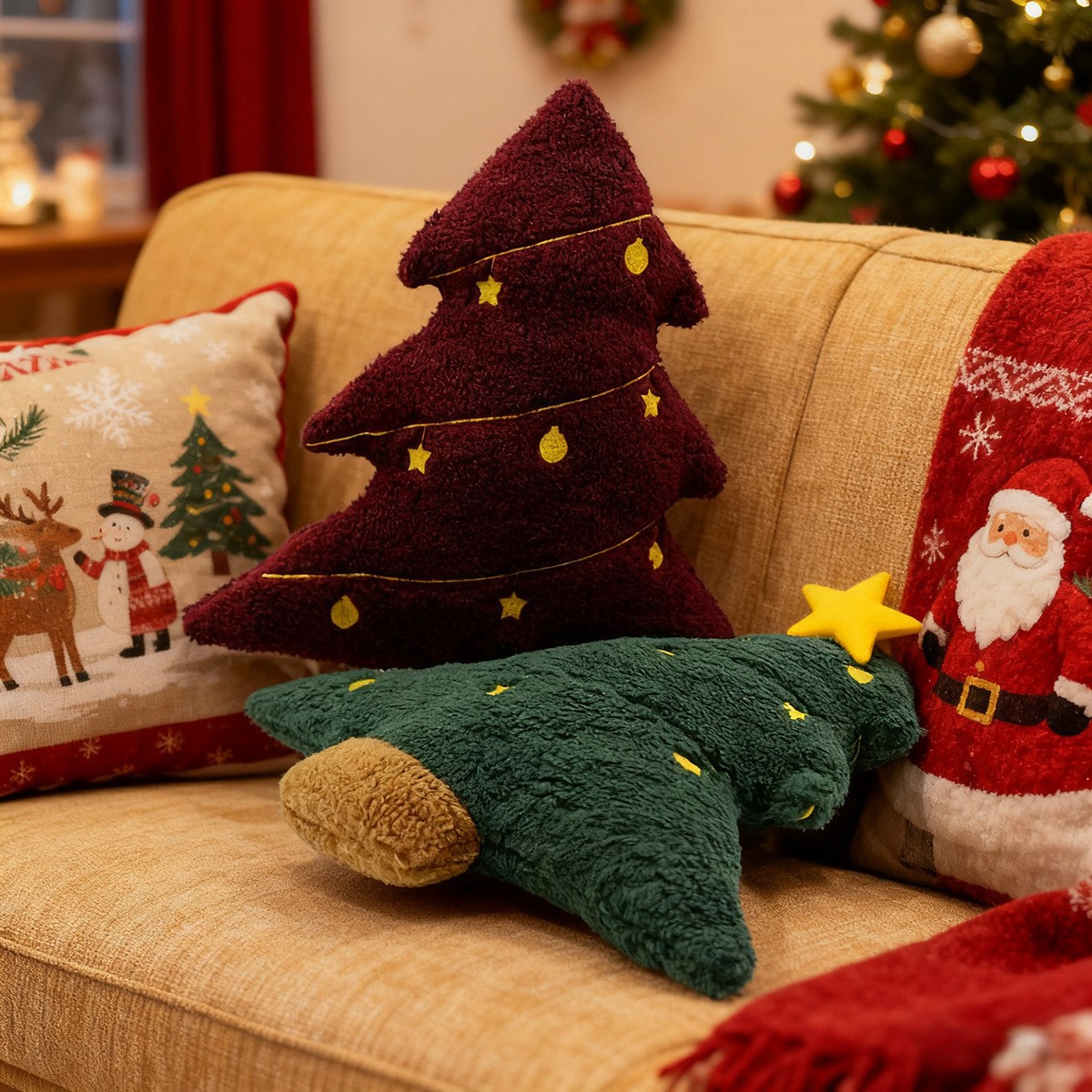 Nuevo Navidad almohada de Navidad peluche lindo juguete muñeca cojín árbol de Navidad muñeca decoración de regalo sofá