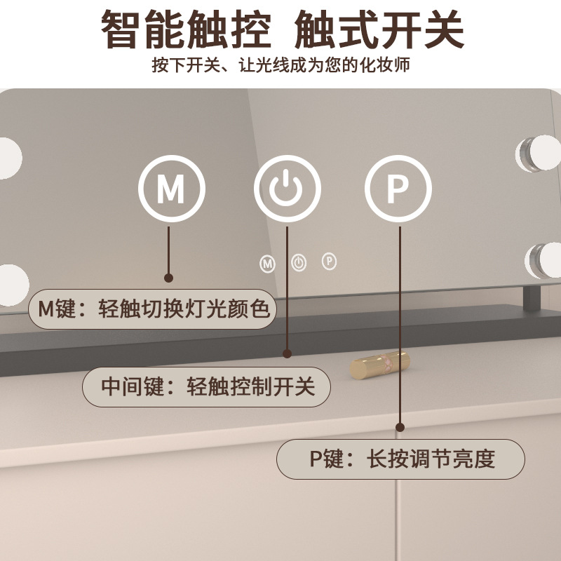 2025 nuevo espejo de maquillaje con iluminación LED fuente de luz red rojo espejo de maquillaje de escritorio portátil espejo de belleza giratorio