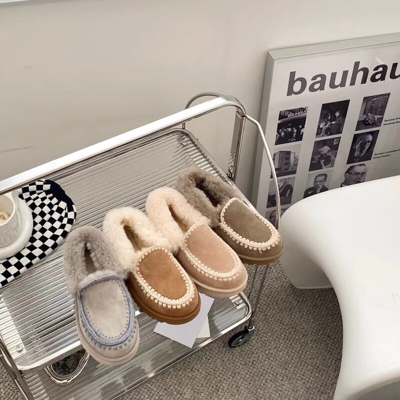 Winter New Arrival Sheep and Fur Home Shoes Hand-Woven Bun Shoes Snow Boots Women's Low-Top Warm Lazy Shoes