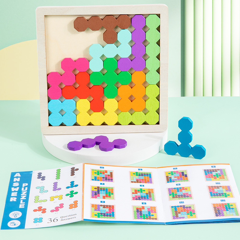 Children's Creative Tetris Puzzle Game Baby Wooden Puzzle Early Education Logical Thinking Training Toy
