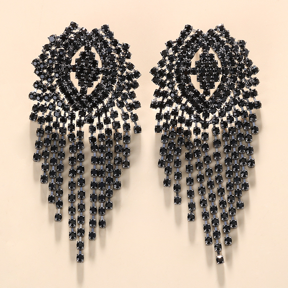 Fashion Water Droplets Tassel Rhinestone Drop Earrings Crystal Earrings 1 Pair display picture 4