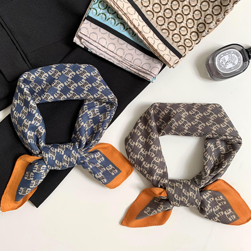 Bufandas de seda cuadrada alta sensación 2025 nueva moda versátil simulación bufandas de seda correa de cabello bufandas bufandas bufandas de seda al por mayor