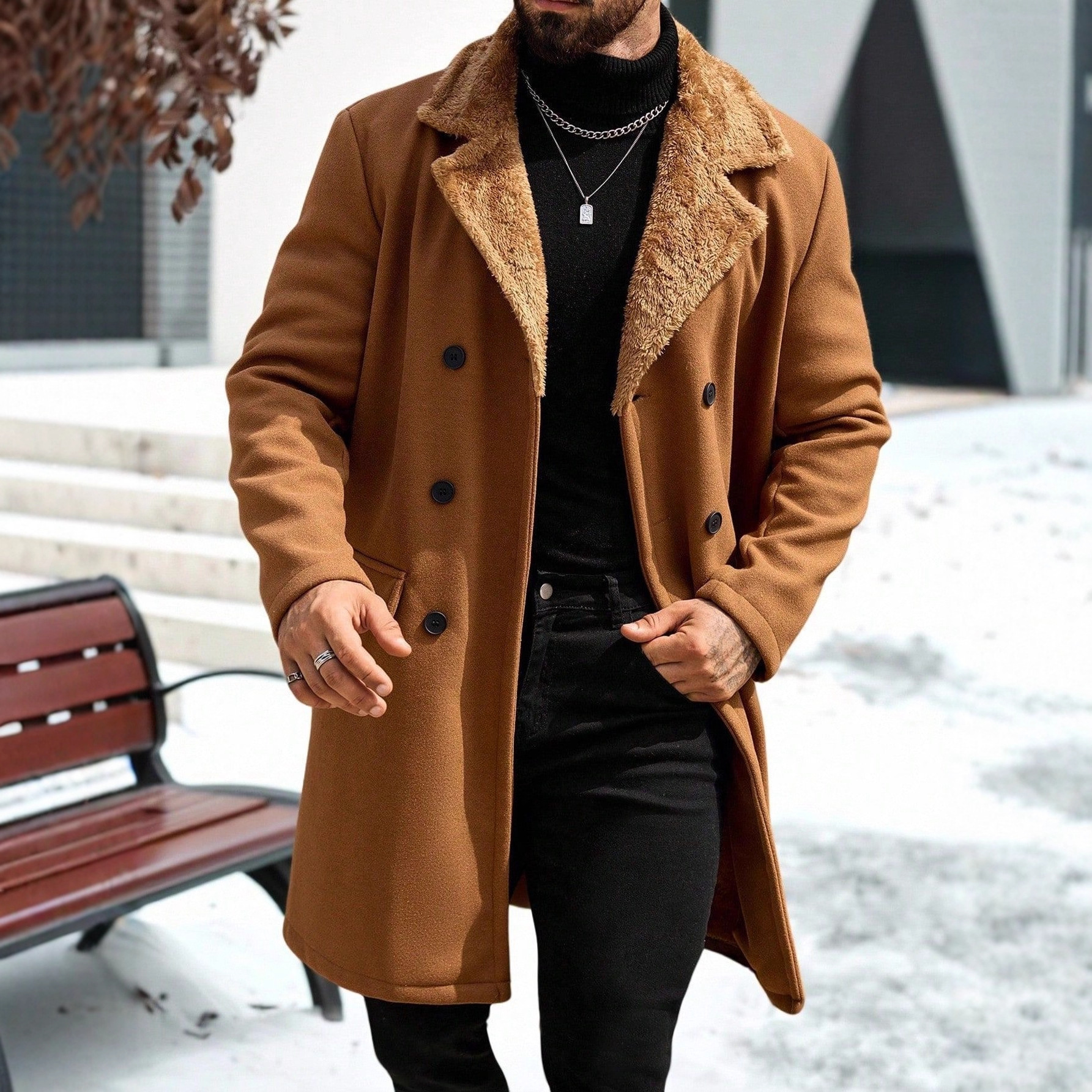 2025 Autumn/Winter Cross-Border European And American Men's Plush Coat Woolen Overcoat 240914_voghion.com