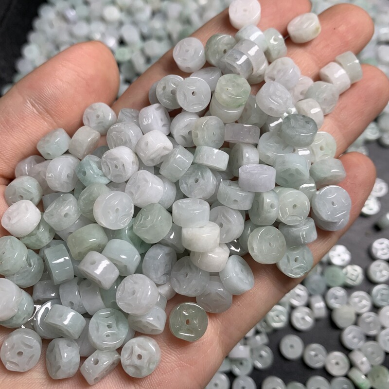Jadeite A goods 8MM money beads Myanmar jadeite jade jade DIY jewelry parts diy small accessories manufacturers wholesale