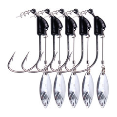 Wholesale 8.5g Fish-Shaped Lead Head Curved Shank Hook with Luminous Spring Lock Wide Bellied Single Hook Lure Lead Head Hook Fishing Hook