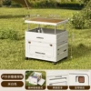 White 50-sided wide three-door outdoor folding box (with wooden boards, universal wheels and compartments)
