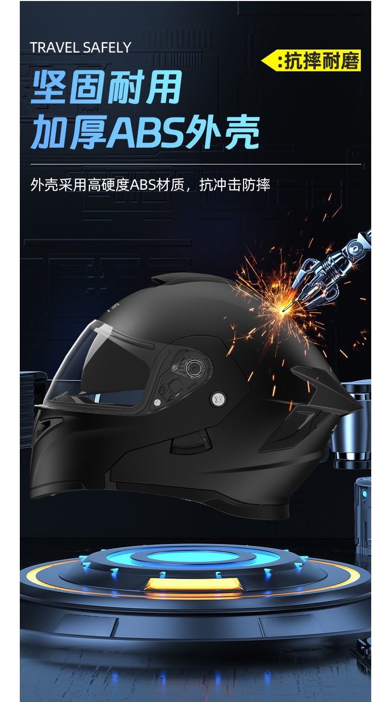 3C Motorcycle Helmet for Men, Retro Full-Face Helmet, Cool Electric Vehicle Safety Helmet, Flip-Up Cross-Border