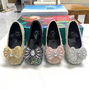 Autumn children's shoes with bow, princess style