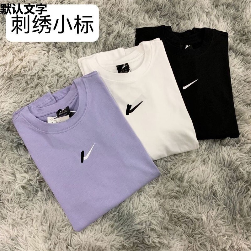Summer New Pure Cotton Short-Sleeved Trendy Brand Embroidered Checkmark T-Shirt for Men and Women, Student Couple Loose Sports T-Shirt Summer New Pure Cotton Short-Sleeved Trendy Brand Embroidered Checkmark T-Shirt for Men and Women, Student Couple Loose Sports T-Shirt