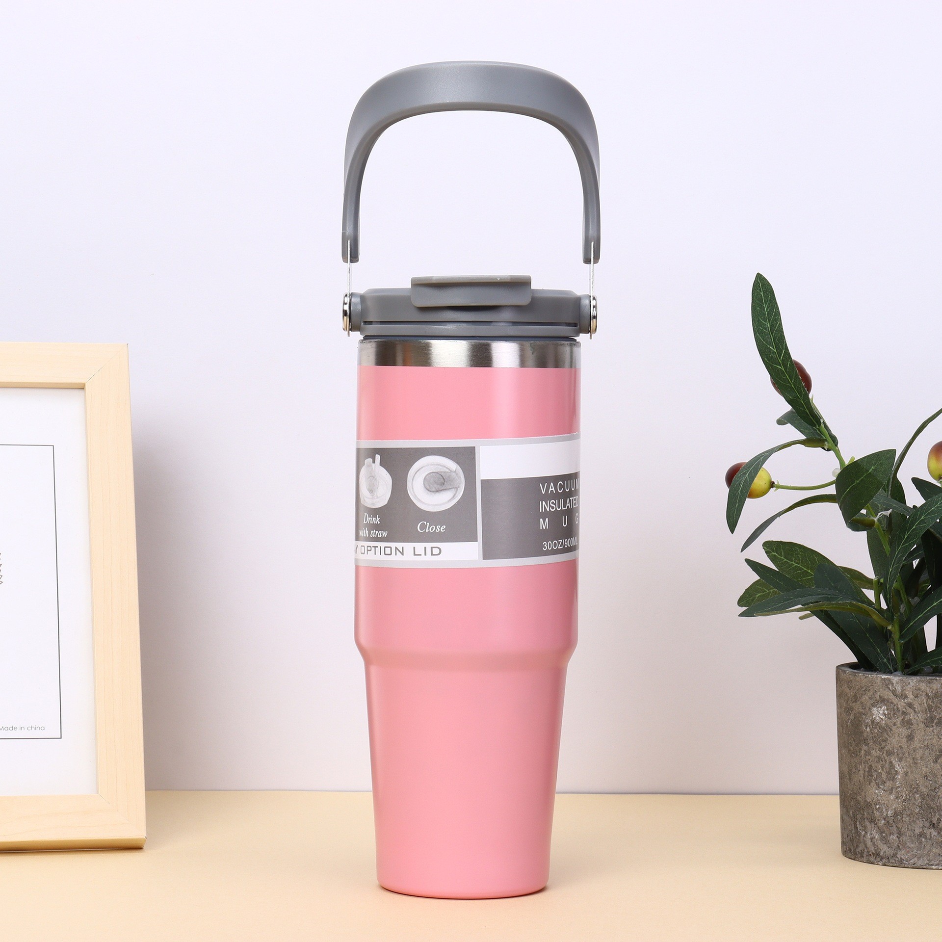 Explosión transfronteriza gradiente 30oz taza de automóvil portátil de gran capacidad con paja 304 taza de aislamiento al vacío de acero inoxidable