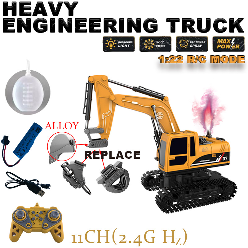[1:22] Eleven-way alloy remote control engineering machine [light and sound spra…