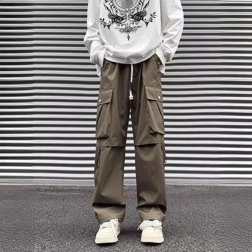 Men's Spring/Fall Trendy Streetwear Cargo Pants: Outdoor Functional Trousers with Straight Fit, Plus Sizes, Perfect for Casual Wear
