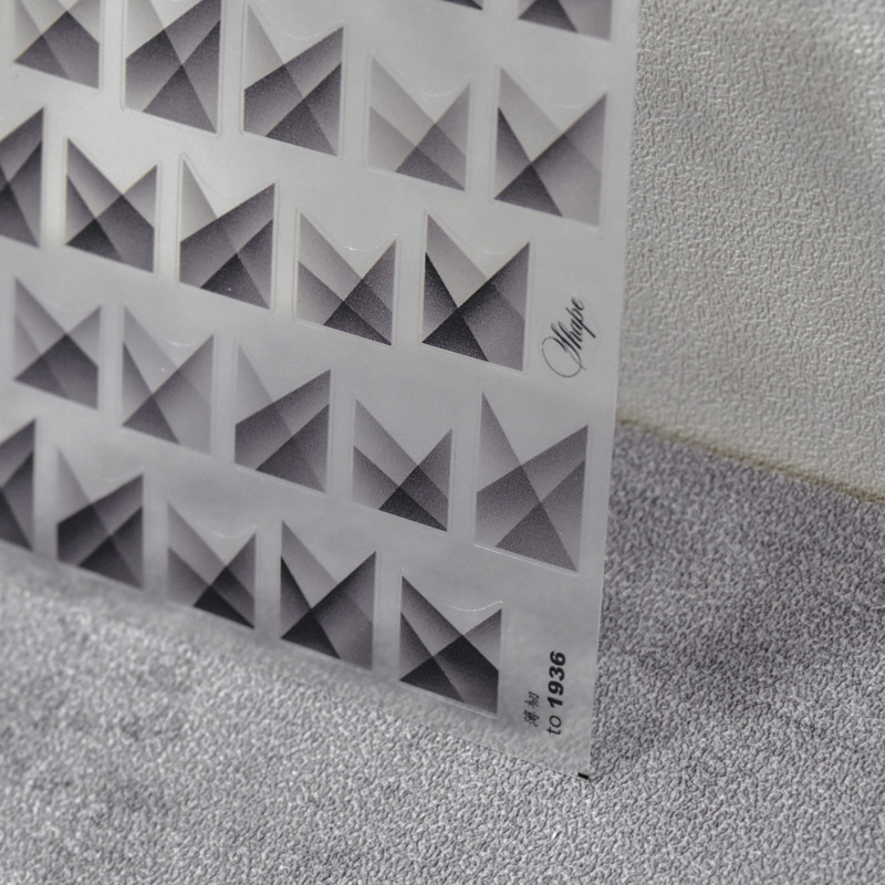 Internet celebridad estilo uñas pegatinas francés gradiente esponja semitransparente a cuadros cinta de humo Flor de uñas pegatinas ultrafinas