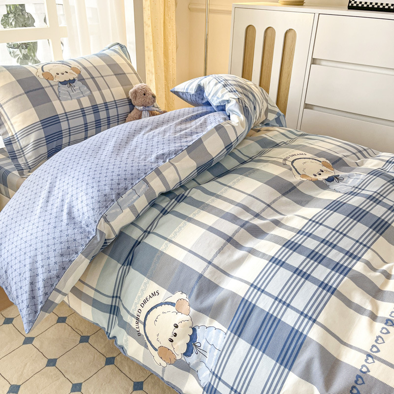 Ropa de cama de tres piezas de algodón para dormitorio de estudiantes universitarios, ropa de cama de algodón, funda de edredón, colchón de seis piezas, bolso de check-in