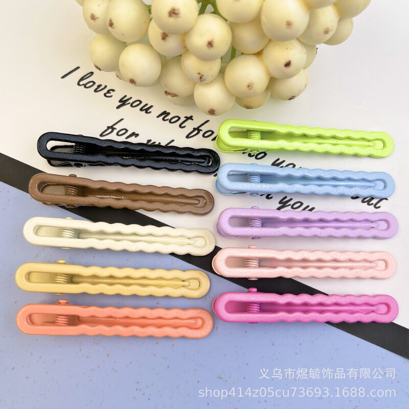 Spring 2024 macaron roll paint fresh fine wave candy color hairpin cute hair accessories side clip bangs clip accessories