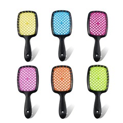 工廠熱賣鏤空網格梳大彎梳蓬鬆造型順發梳按摩頭皮直發梳新款