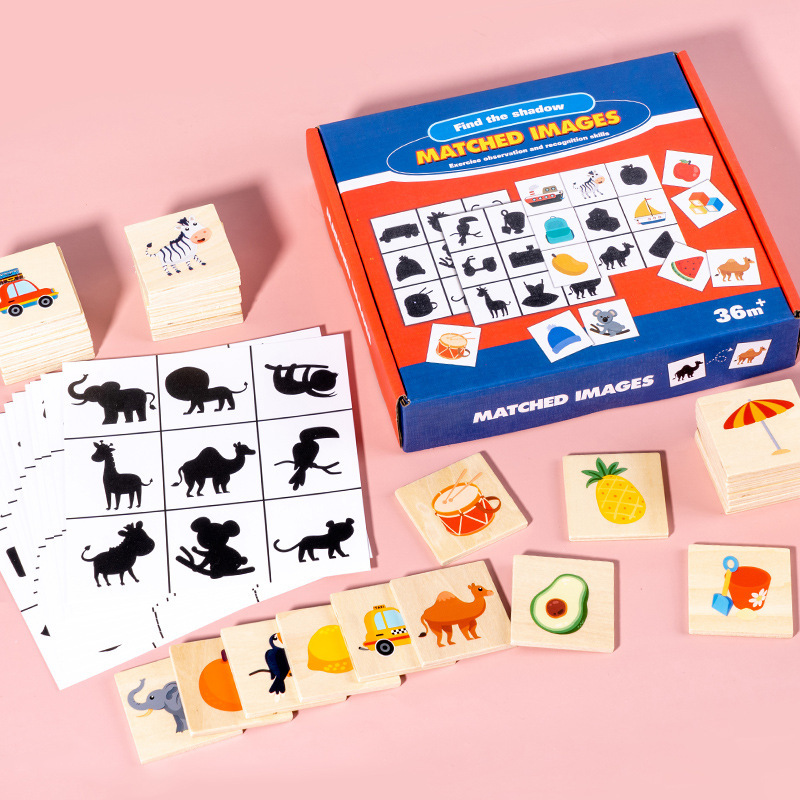 木の子供の蒙氏の動物の果物は影を探してパズルのゲームをペアリングします。|undefined