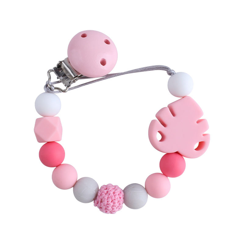 Bebé suministros DIY creativo Hemu chupete clip bebé calmante hoja de silicona molar juguete mordedor chupete cadena