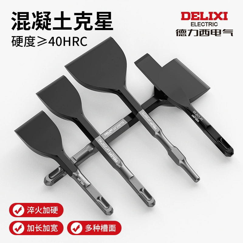 Электрический молоток Delixi, долото, ударное сверло, цемент, бетон, квадратная ручка, шестигранная ручка, плоское долото, демонтажное долото