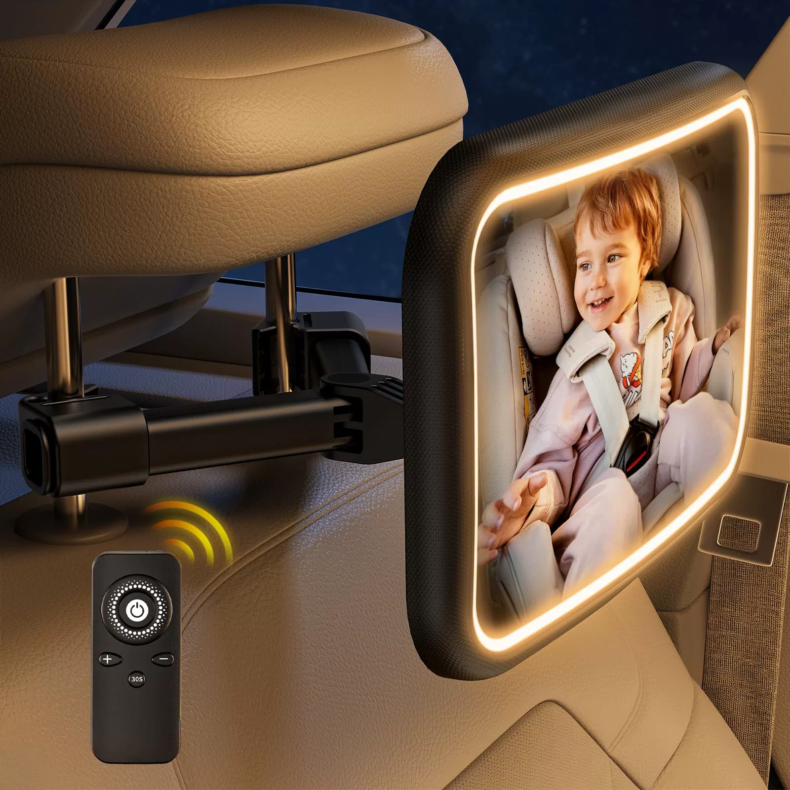 Ночник широкоугольный автомобиль детское Зеркало для наблюдения светодиодный пульт дистанционного управления 6-Скоростной регулируемый свет коляска зеркало заднего вида