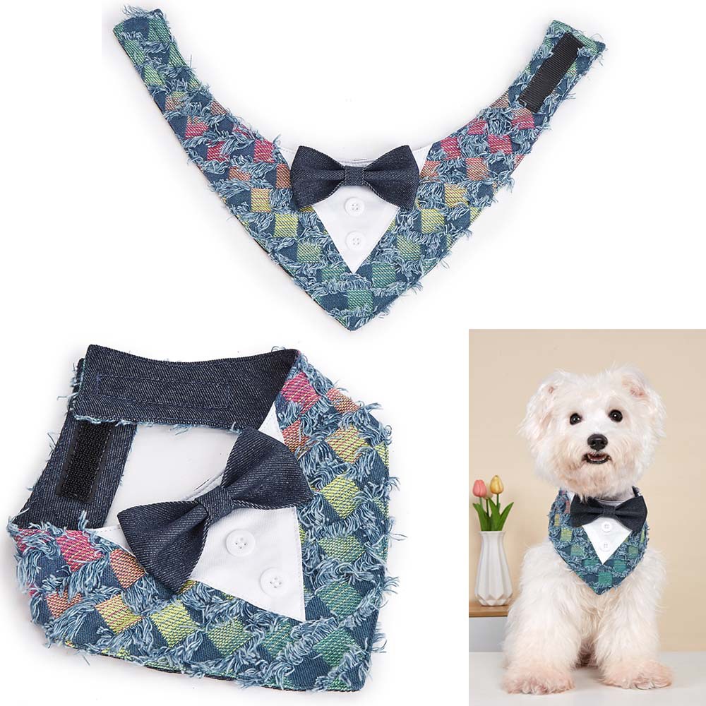 TANPOPO transfronterizo nuevo vaquero casual bordilla mascota fiesta decoración trajes toallas de saliva para mascotas toallas triangulares