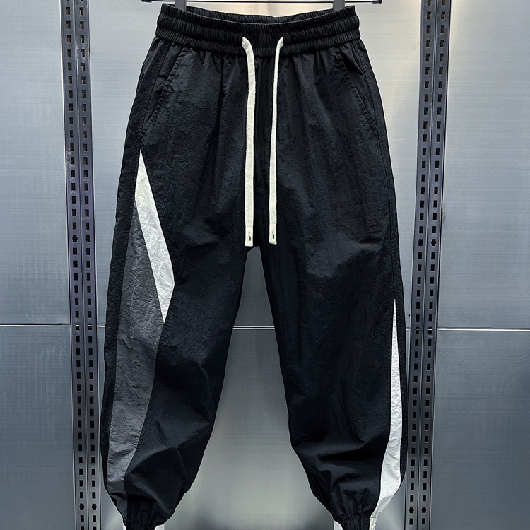 Été mince lâche décontracté hommes rayé patchwork petite jambe neuf pouces p, cool et tendance marque à lacets Haren sports_voghion.com