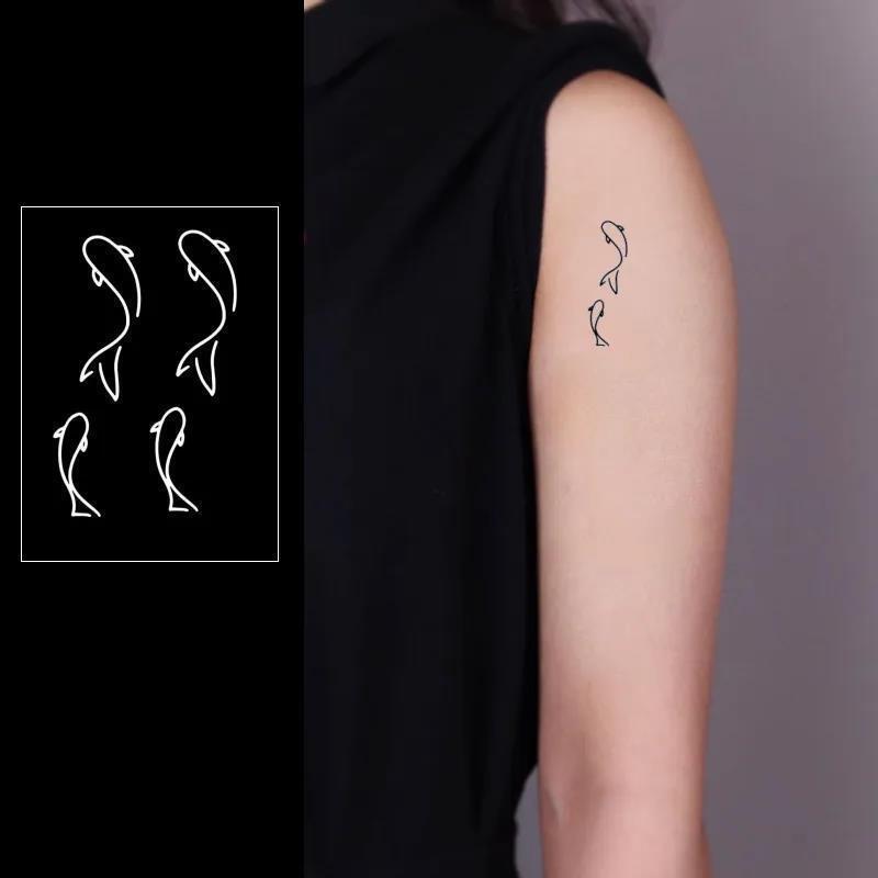 Herbal Net Celebrity Juice Tattoo Sticker ins Style Simple Line Carp Small Pattern Waterproof Tattoo Sticker