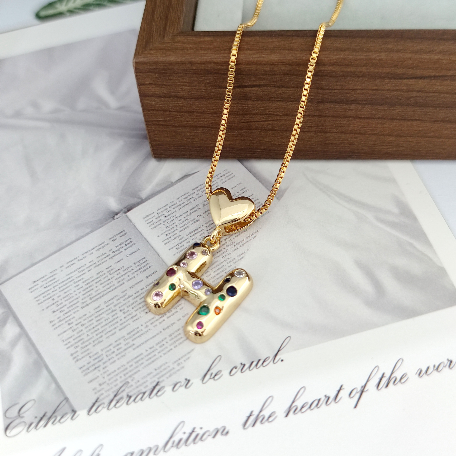 12g Weight Copper Pendant Material Zircon Inlay Material Pendant Necklace Classification Copper Chain Material 1 Piece Quantity Holiday, Daily Occasion Copper Material Letter, Heart Shape Pattern Women's Gender Inlay Design Simple Style Style Copper Inlay Letter Heart Shape Zircon Pendant Necklace 11