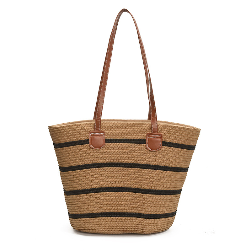 Bolso tejido de paja de vacaciones junto al mar popular de verano para mujer 2025 nuevo bolso de playa tejido bolso de hombro de gran capacidad Bolso Tote