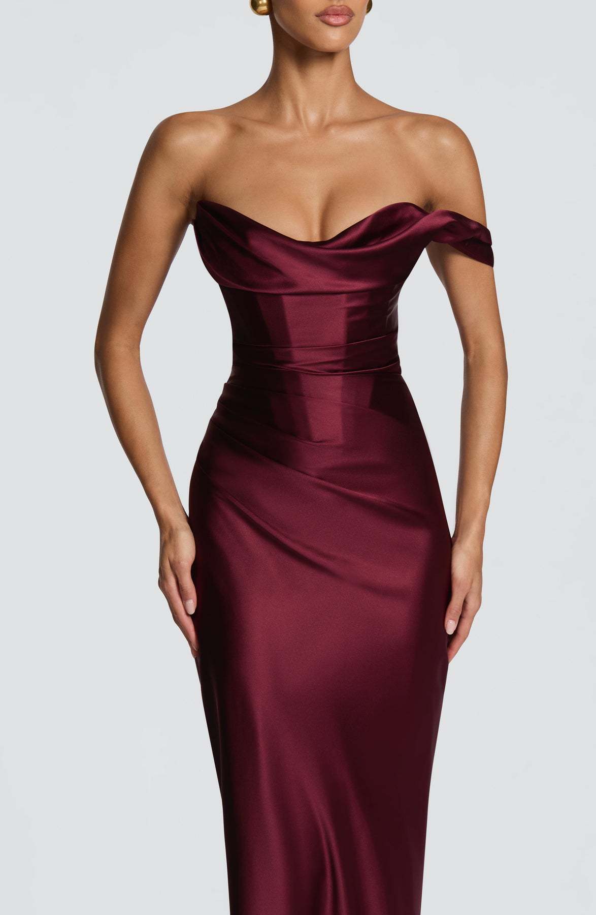 Women's Satin Long Dress European American Style One Shoulder Tie Waist Slim Fashion High End New Spring_ecoleips.com