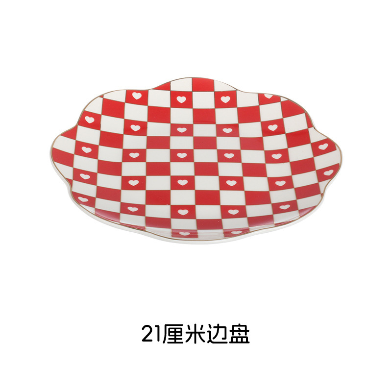 高温デカール加工、シンプルなスタイル、高級感、お手入れ簡単、バレンタインデーの陶器食器セット、ボウル、カップ、食器|undefined