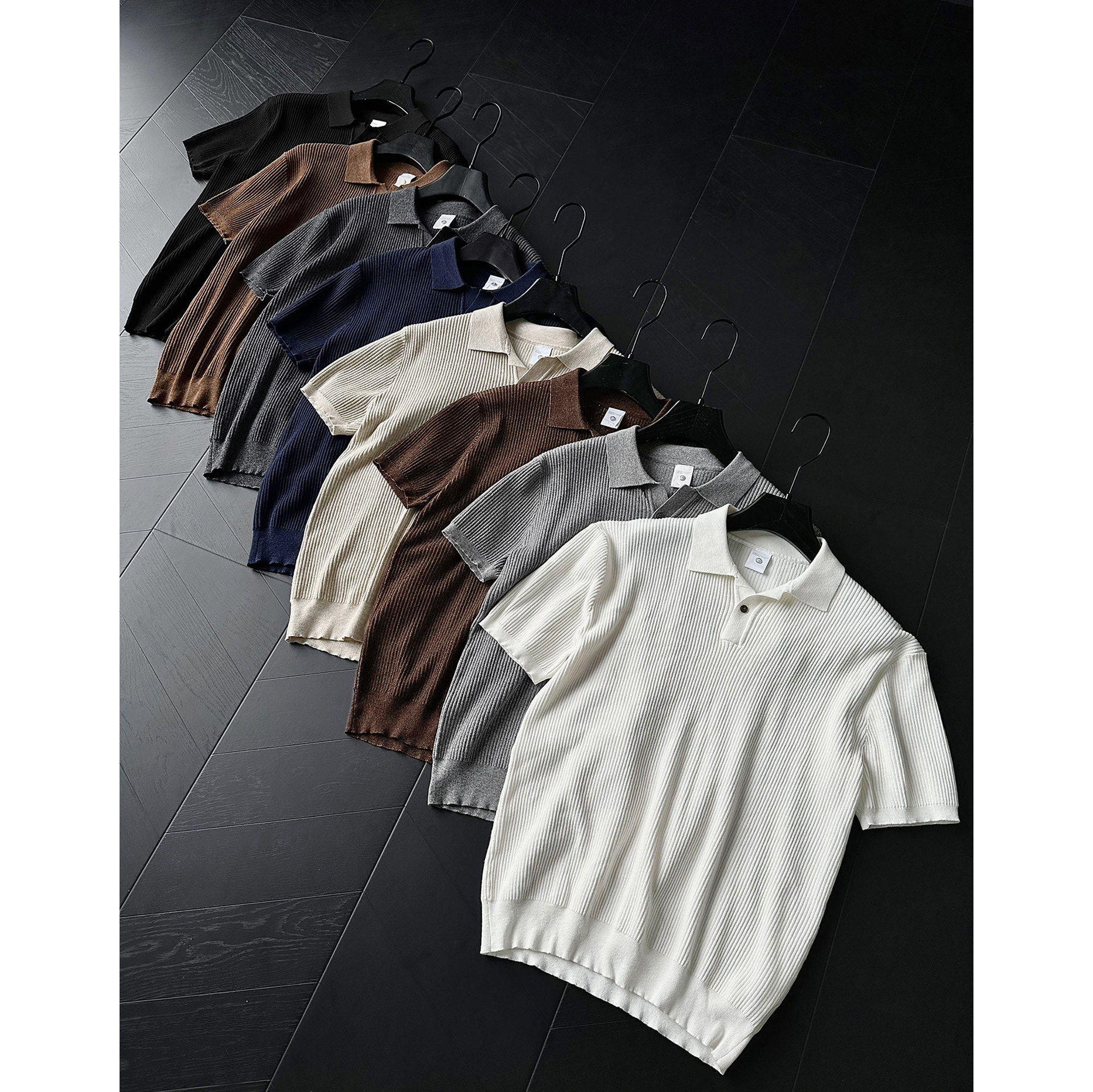 Polo camiseta de punto camiseta de manga corta camiseta de hombre cuello en V Paul rayas viejas líneas de negocios de verano fábrica transfronteriza mayorista image 3