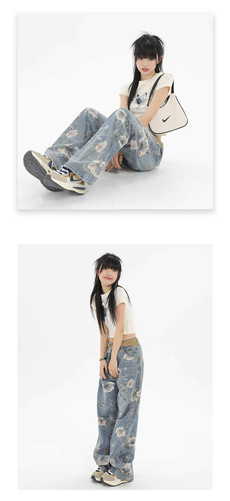 Women's Street Casual Flower Full Length Printing Jeans display picture 2